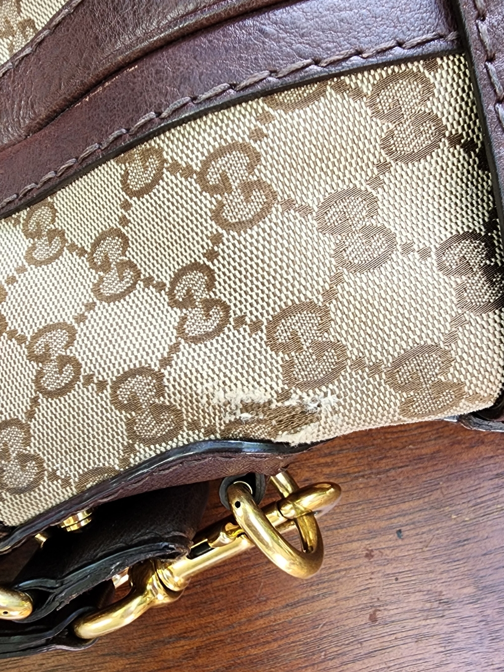 Gucci Brown GG Canvas Medium Running Hobo Bag Gold Hardware 247185 - Picture 15 of 16